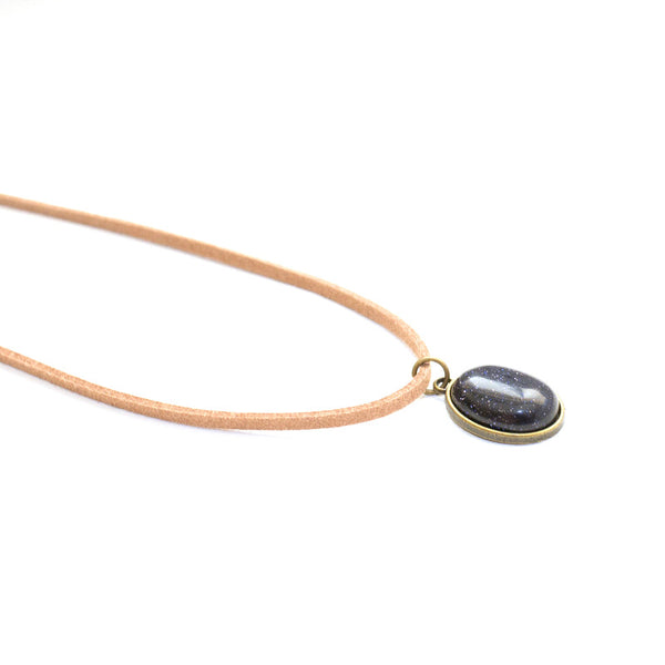 Blue Goldstone Gemstone Choker - Vegan Jewelry
