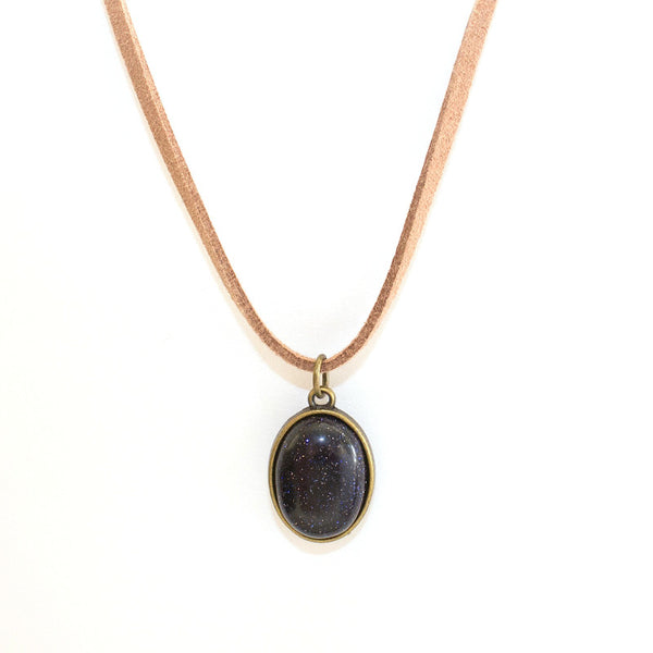 Blue Goldstone Gemstone Choker - Vegan Jewelry