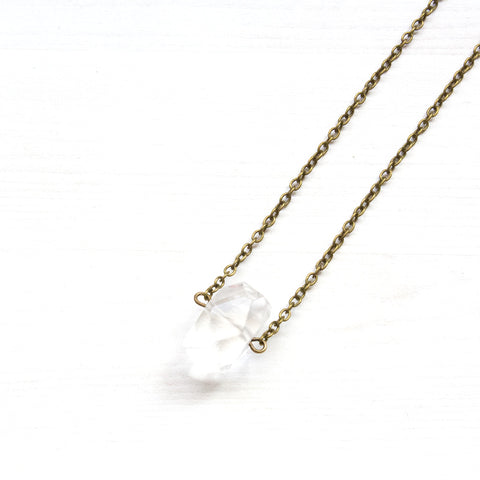 Geometric Crystal Quartz Necklace - Natural Gemstone Jewelry