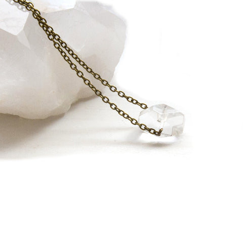 Geometric Crystal Quartz Necklace - Natural Gemstone Jewelry