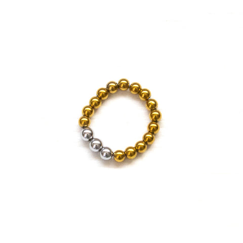 Gold and Silver Hematite Ring - Natural Gemstone Jewelry