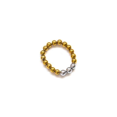 Gold and Silver Hematite Ring - Natural Gemstone Jewelry