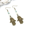 Hamsa and Amazonite Earrings - Spiritual Boho Jewelry