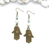 Hamsa and Amazonite Earrings - Spiritual Boho Jewelry