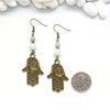 Hamsa and Amazonite Earrings - Spiritual Boho Jewelry