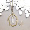 Hamsa Necklace with Angel Aura Quartz - Spiritual Jewelry