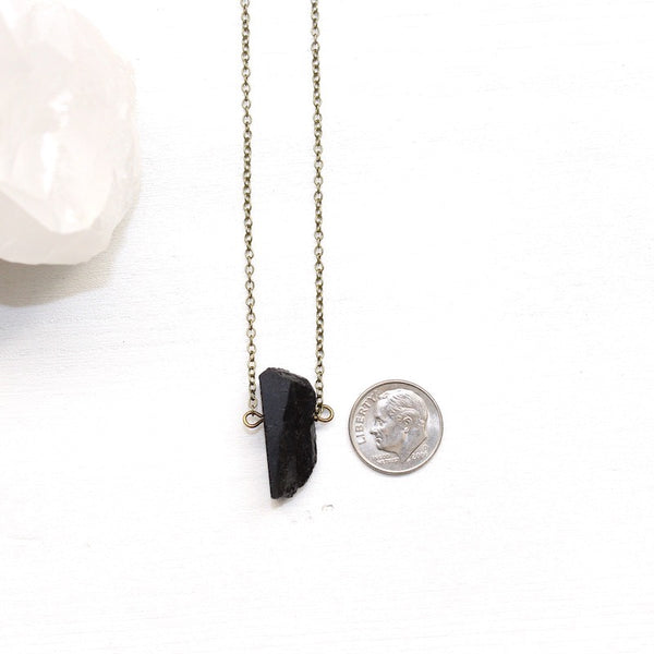 Dainty Black Tourmaline Necklace - Natural Gemstone Jewelry