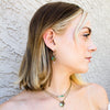 Chrysoprase, Crystal and Turtle Dainty Hoop Earrings - Coastal Collection