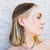 Rhodochrosite, Crystal and Shell Dainty Hoop Earrings - Coastal Collection