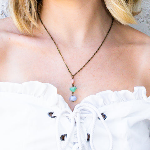 Three Gemstone Drop Necklace - Coastal Collection