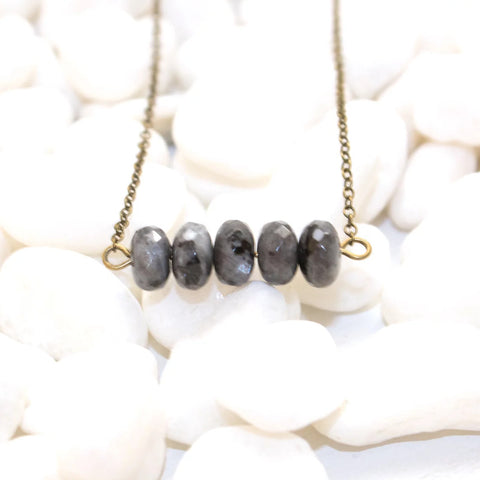 Labradorite Bar Necklace - Natural Gemstone Necklace