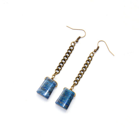 Lapis Lazuli Chain Earrings - Natural Gemstone Jewelry