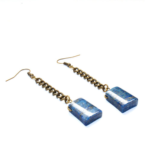 Lapis Lazuli Chain Earrings