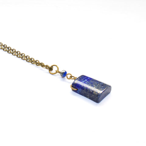 Lapis Lazuli Geometric Drop Necklace - Natural Gemstone Jewelry