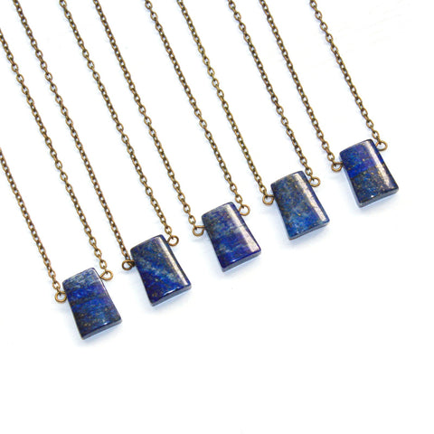 Lapis Lazuli Geometric Necklace - Natural Gemstone Jewelry