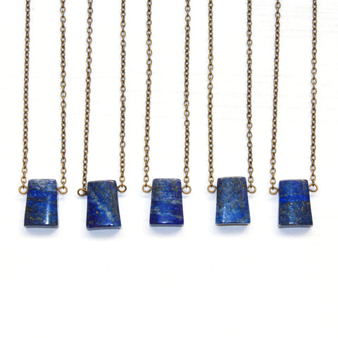 Lapis Lazuli Geometric Necklace - Natural Gemstone Jewelry