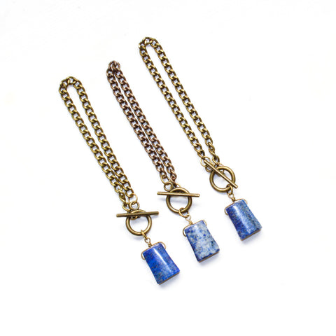 Lapis Lazuli Toggle Bracelet - Natural Gemstone Jewelry