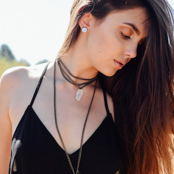 Large Crystal Point Choker - Natural Crystal Jewelry