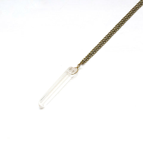 Long Crystal Quartz Point Necklace - Natural Gemstone Jewelry
