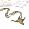 Longhorn Steer Necklace - Southwestern Boho Jewelry