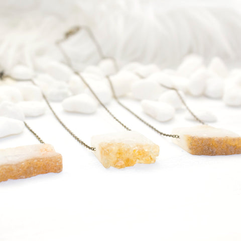 Mini Citrine Slice Necklace - Natural Gemstone and Raw Crystal Jewelry