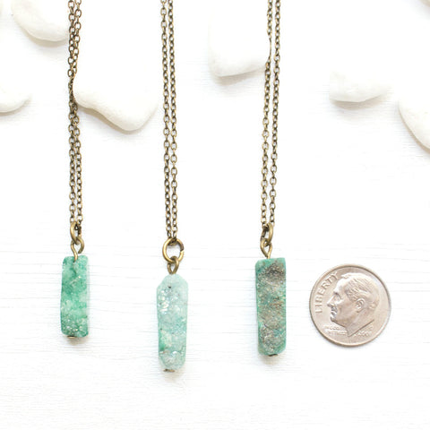 Mini Green Druzy Necklace - Natural Gemstone and Raw Crystal Jewelry