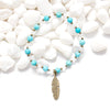 Turquoise and Feather Stretch Bracelet - Natural Gemstone Jewelry