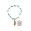 Turquoise and Feather Stretch Bracelet - Natural Gemstone Jewelry