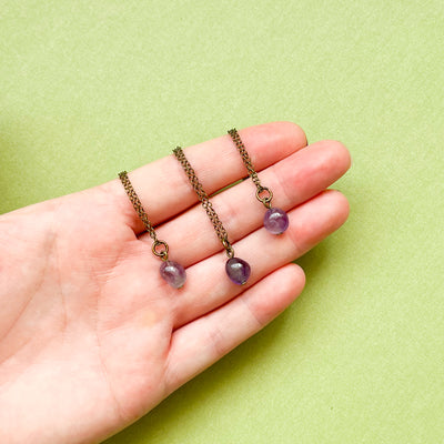 Dainty Amethyst Pebble Necklace