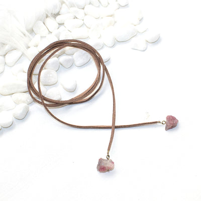 Pink Tourmaline Gemstone Wrap - Raw Crystal Jewelry