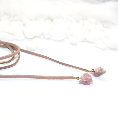 Pink Tourmaline Gemstone Wrap - Raw Crystal Jewelry