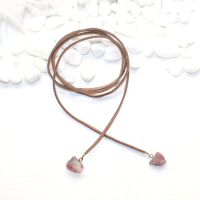 Pink Tourmaline Gemstone Wrap - Raw Crystal Jewelry
