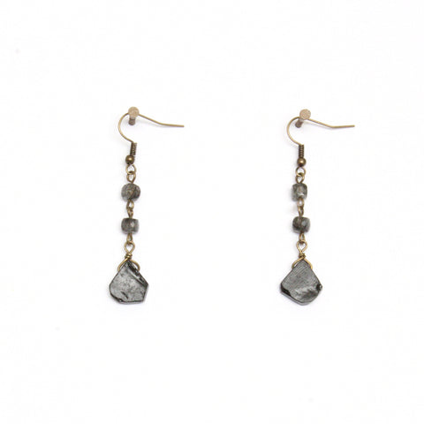 Black Tourmaline Drop Earrings - Raw Crystal Jewelry