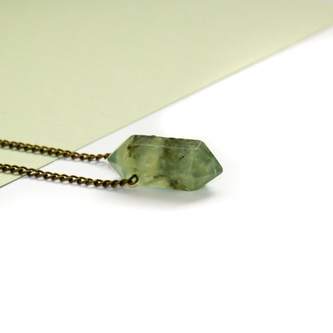 Prehnite Double Point Necklace Side