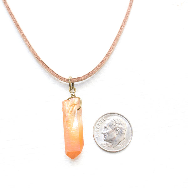 Peach Aura Quartz Choker - Vegan Jewelry