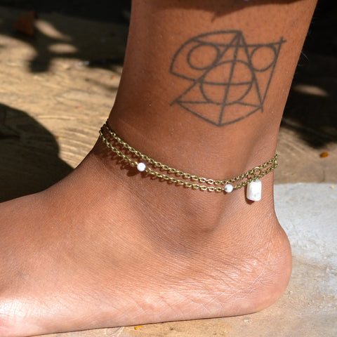 Dainty Beaded Rainbow Moonstone Anklet - Natural Gemstone Jewelry