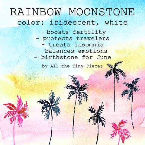 Dainty Rainbow Moonstone Bar Bracelet - Natural Gemstone Jewelry