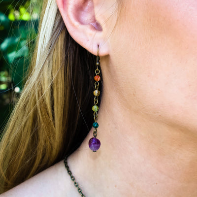 Rainbow Pebble Drop Earrings