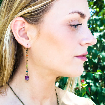 Rainbow Pebble Drop Earrings