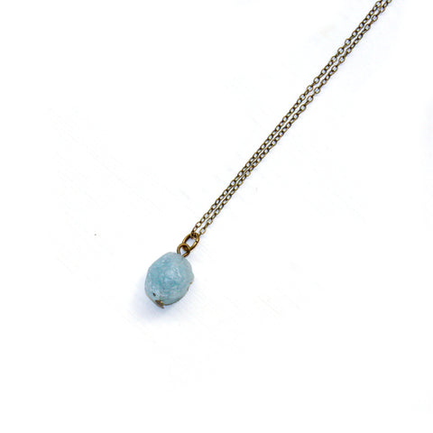 Raw Aquamarine Necklace - Natural Gemstone Jewelry
