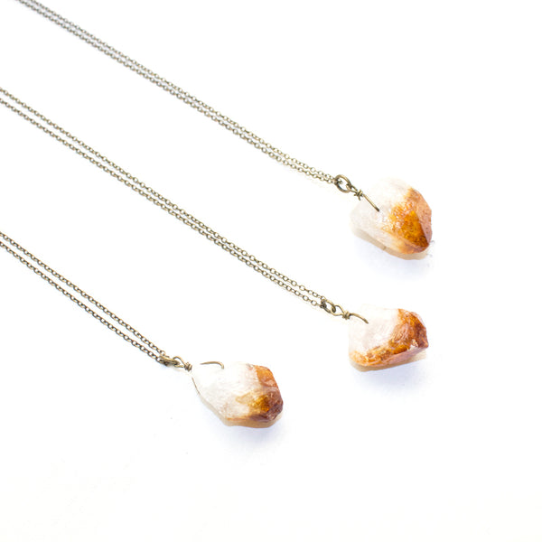Mini Citrine Cone Necklace - Natural Gemstone and Raw Crystal Jewelry