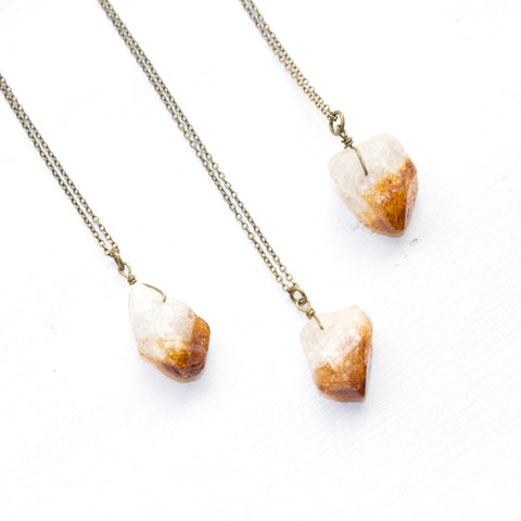 Mini Citrine Cone Necklace - Natural Gemstone and Raw Crystal Jewelry