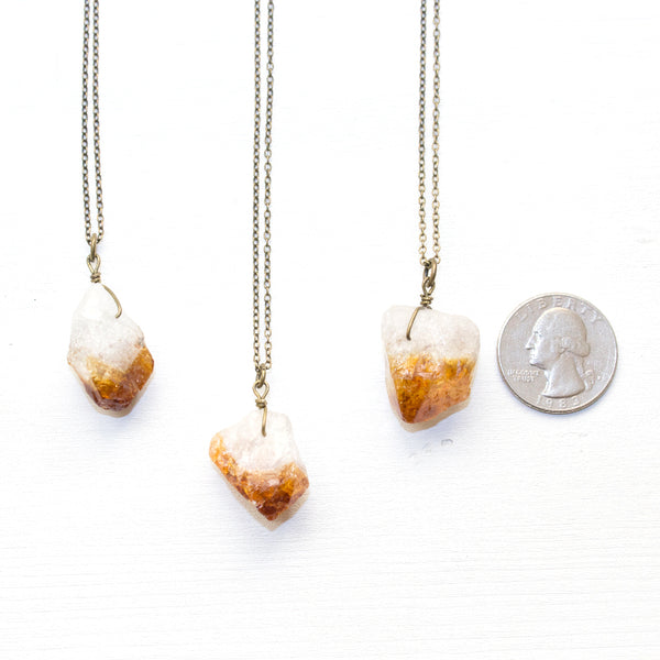 Mini Citrine Cone Necklace - Natural Gemstone and Raw Crystal Jewelry