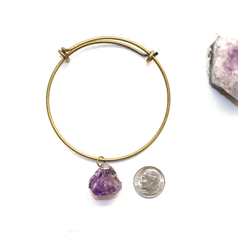 Raw Amethyst Bangle Bracelet - Raw Crystal Jewelry