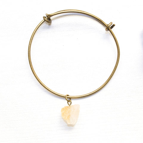 Raw Citrine Bangle Bracelet - Raw Crystal Jewelry