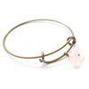 Raw Rose Quartz Bangle Bracelet - Raw Crystal Jewelry