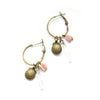 Rhodochrosite, Crystal and Shell Dainty Hoop Earrings - Coastal Collection