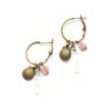 Rhodochrosite, Crystal and Shell Dainty Hoop Earrings - Coastal Collection