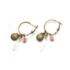 Rhodochrosite, Crystal and Shell Dainty Hoop Earrings - Coastal Collection