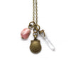 Rhodochrosite, Crystal and Shell Drop Necklace - Coastal Collection